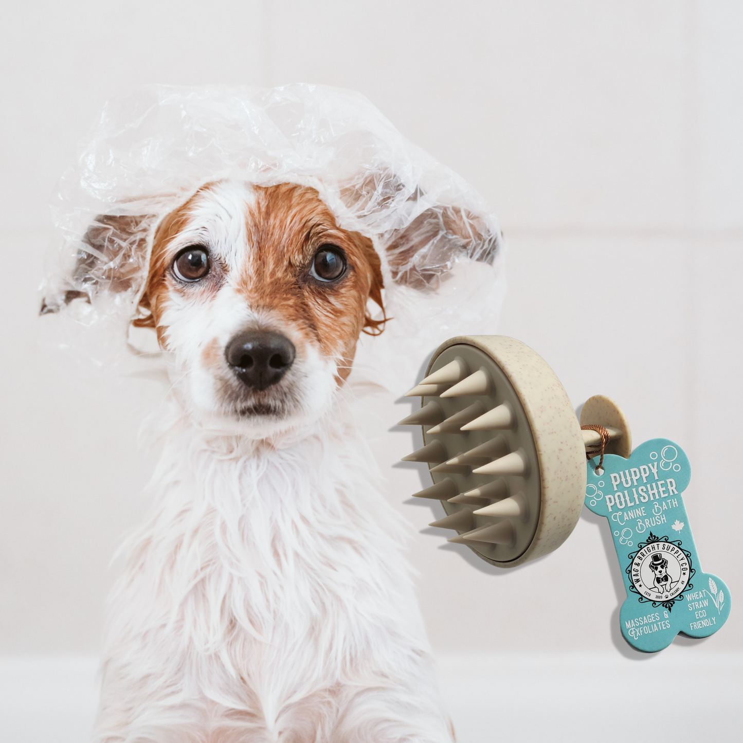 Give the ultimate spa day with a deep clean with the Puppy Polisher Silicone shampoo brush.