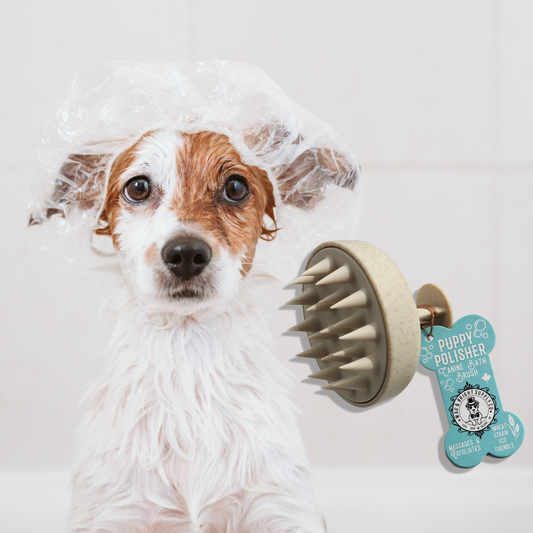 Give the ultimate spa day with a deep clean with the Puppy Polisher Silicone shampoo brush.